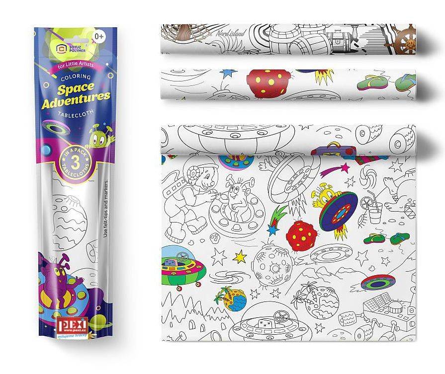 PEXI Maľovací obrus 3 ks - Vesmír (Space Adventure)