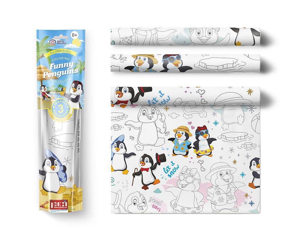 PEXI Maľovaci obrus 3 ks - Veselí tučniaci (Funny Penguins)