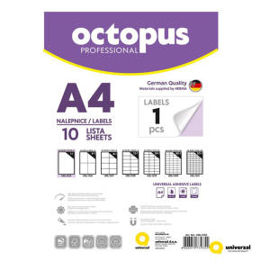 Etikety samolepiace OCTOPUS 210x297mm /10 hárkov - 1ks na hárku