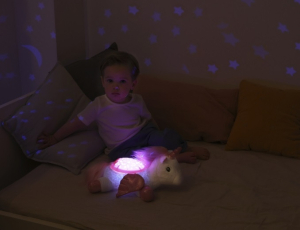 Nočná lampička s projekciou CLOUD B, Jednorožeč s krídlami - ružová/biela