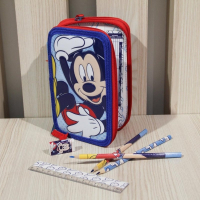 Školský peračník trojposchodový s náplňou Myšiak Mickey 3D