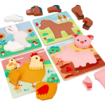 Sada 4 drevených puzzlí pre deti - farma
