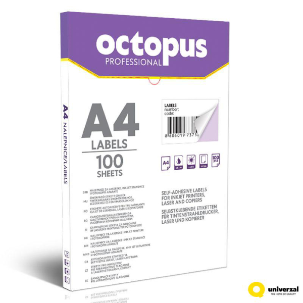 Etikety samolepiace OCTOPUS 210x297mm /100 hárkov - 1ks na hárku