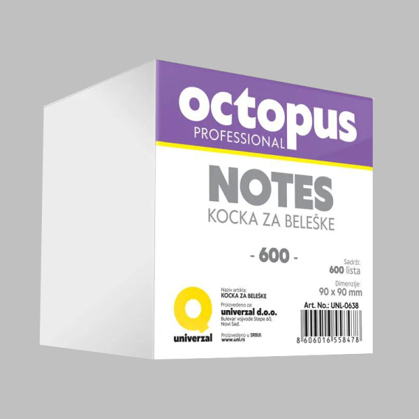 Blok kocka lepená biela 9x9cm 600listová